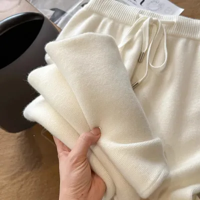 Women Fashion Casual Autumn Winter Solid Color High Waist Wide Leg Pants