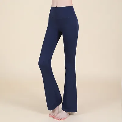 Women Casual Solid Color High Waist Yoga Sports Flared Pants