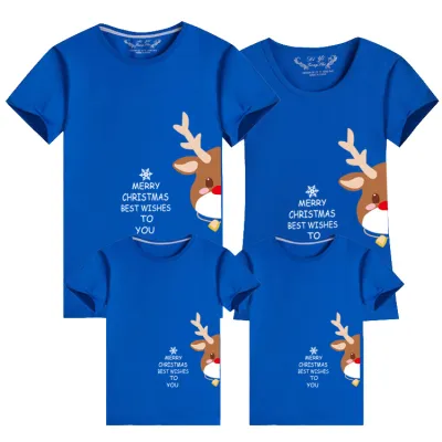 Parent-Child Christmas Green Cartoon Cotton T-Shirt