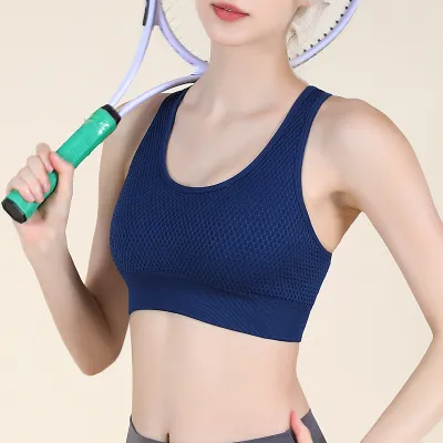 Women Fashion Solid Color Honeycomb Breathable Sports Yoga Bra