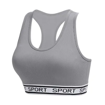 Women Letter Printed Quick-Drying Gather Yoga Vest Sport Bra