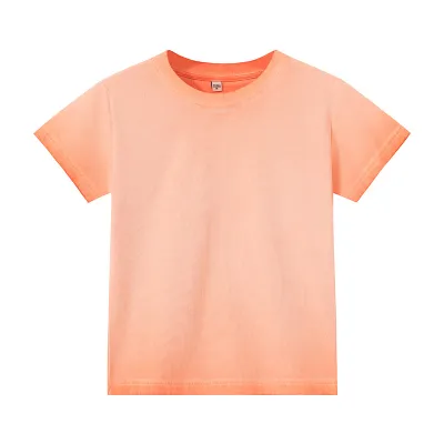Women Gradient Color 240Gsm Cotton Crewneck Short Sleeve T-Shirt