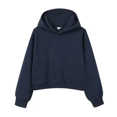 Women 350Gsm Cotton Solid Long Sleeve Hoodie