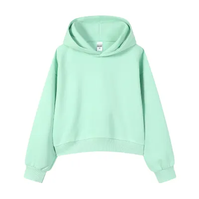 Women 350Gsm Cotton Solid Long Sleeve Hoodie