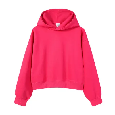 Women 350Gsm Cotton Solid Long Sleeve Hoodie