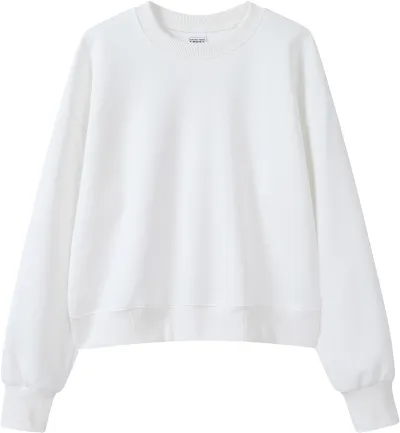 Women Casual 350Gsm 100% Cotton Crewneck Long Sleeve Sweatshirt