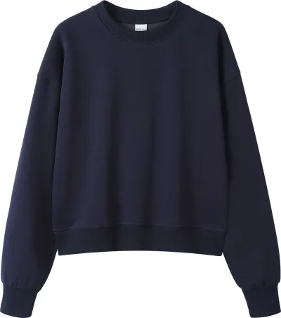 Women Casual 350Gsm 100% Cotton Crewneck Long Sleeve Sweatshirt