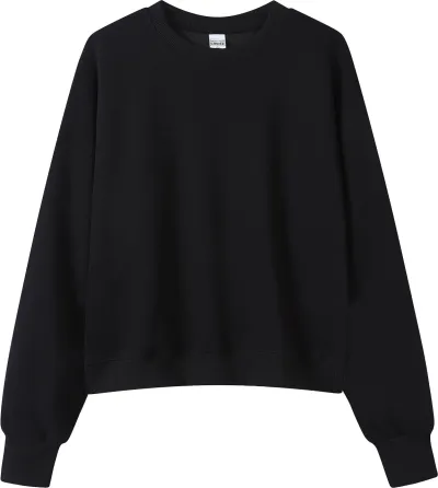 Women Casual 350Gsm 100% Cotton Crewneck Long Sleeve Sweatshirt