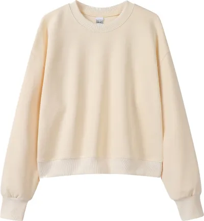 Women Casual 350Gsm 100% Cotton Crewneck Long Sleeve Sweatshirt