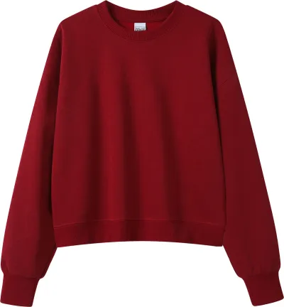 Women Casual 350Gsm 100% Cotton Crewneck Long Sleeve Sweatshirt