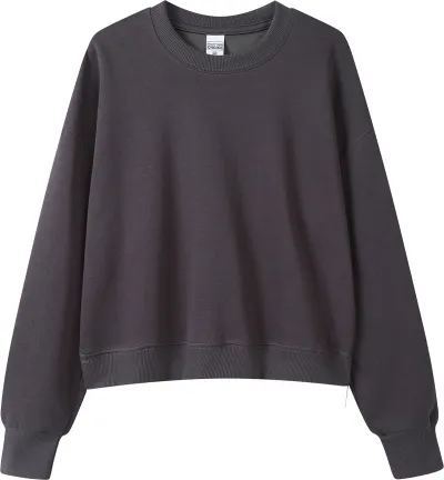 Women Casual 350Gsm 100% Cotton Crewneck Long Sleeve Sweatshirt