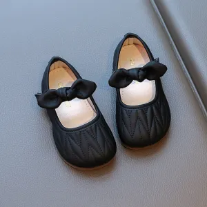 Kids Girls Fashion Autumn Bowknot Velcro Soft Sole PU Leather Shoes