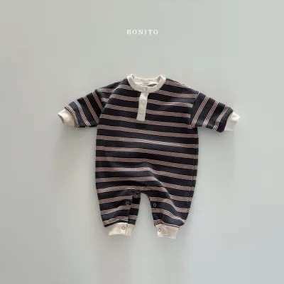 Kids Baby Boys Fashion Casual Spring Autumn Stripe Long-Sleeve Cotton Jumpsuit Pullover
