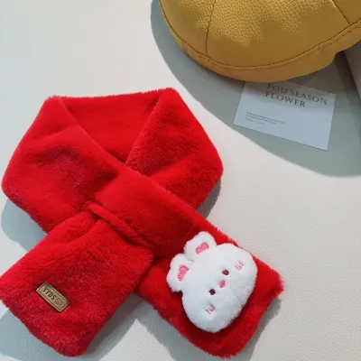 Kids Boys' And Girls' Fashion Cute Autumn Winter Plush Imitation Rabbit Hair Warm Scarf