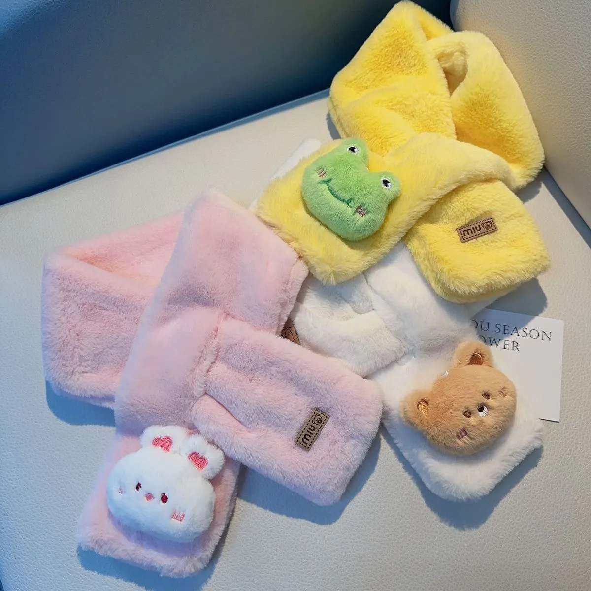 Kids Boys' And Girls' Fashion Cute Autumn Winter Plush Imitation Rabbit Hair Warm Scarf