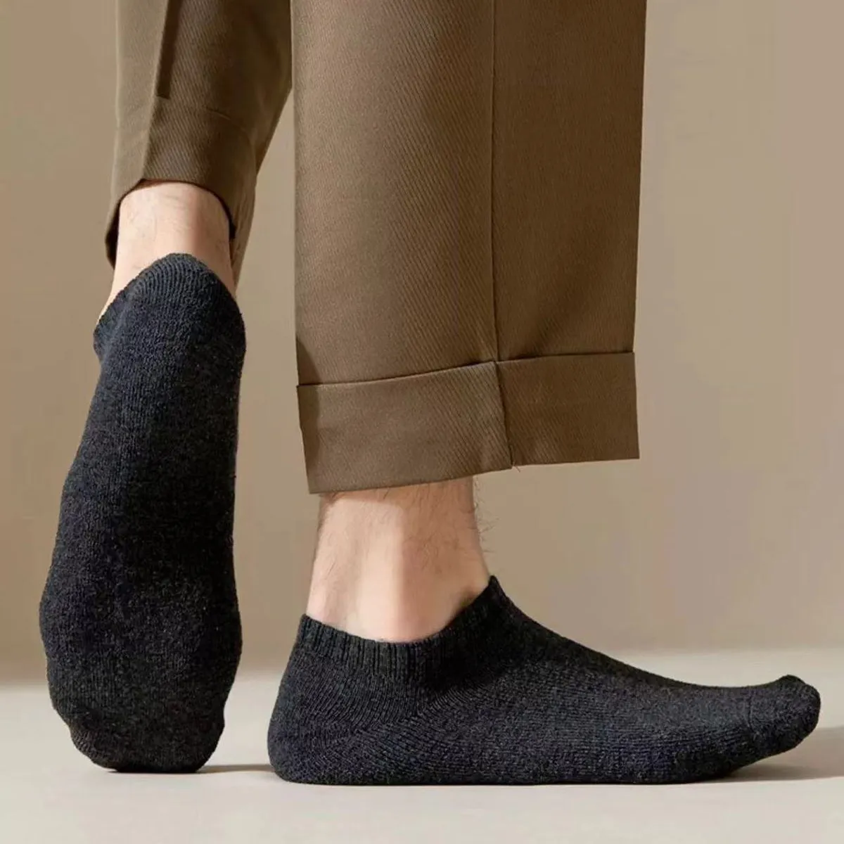 Men'S Fashion Casual Solid Color Short Thickened Cotton Socks