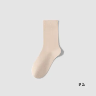 Women Fashion Casual Simple Spring Autumn Cotton Boneless Mid-Calf Socks