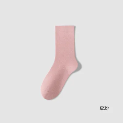 Women Fashion Casual Simple Spring Autumn Cotton Boneless Mid-Calf Socks