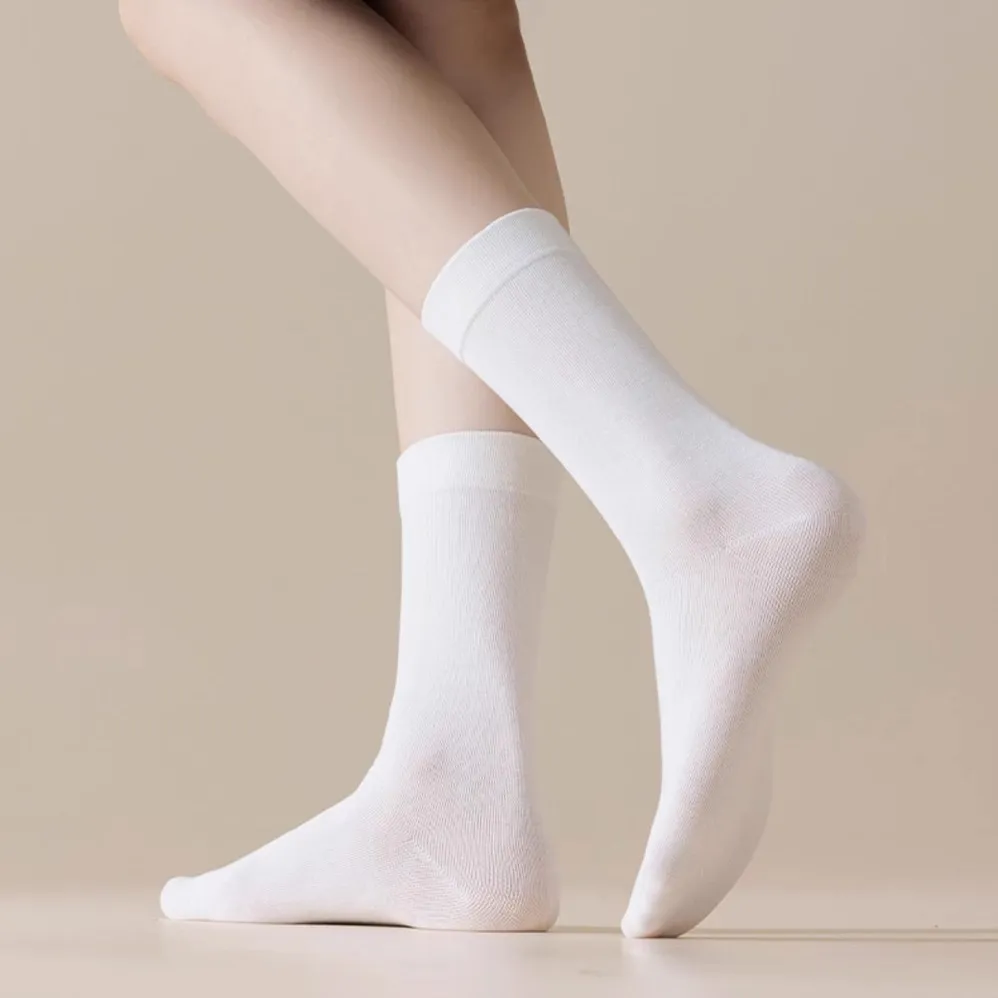 Women Fashion Casual Simple Spring Autumn Cotton Boneless Mid-Calf Socks