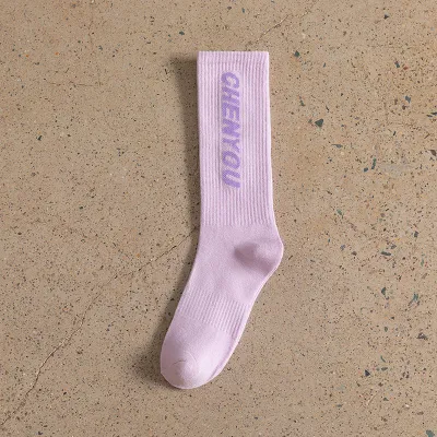 Fashion Casual Letter Solid Color Sports Socks