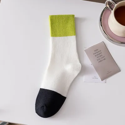 Fashion Casual Color Block Thin Mid-Calf Socks