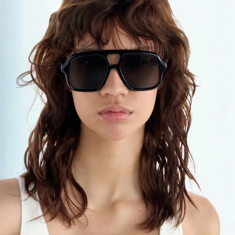 Fashion Large Frame Anti Ultraviolet Double Beam Sunglasses Plastic AC