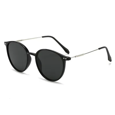 Fashion Retro Simple UV Protection Metal Round Frame Sunglasses
