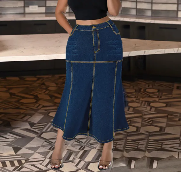 Women Casual Street Style Denim Skirt Plus Size
