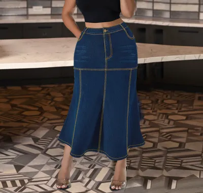 Women Casual Street Style Denim Skirt Plus Size