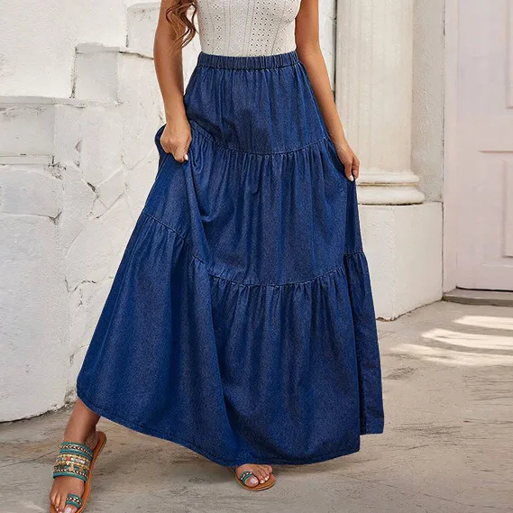 Women Fashion Casual Plus Size Denim Skirt