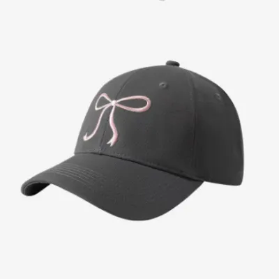 Women Fashion Cute Solid Color Bowknot Embroidered Baseball Cap