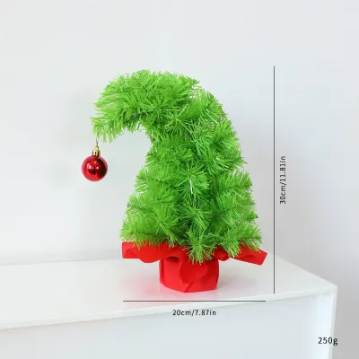 Creative Green Crooked Head Christmas Tree PVC Desktop Decoration for Party