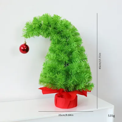 Creative Green Crooked Head Christmas Tree PVC Desktop Decoration for Party