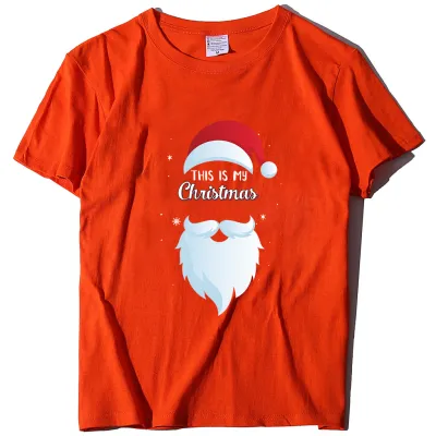 Women Fashion Casual Christmas Santa Claus Print Round Neck Short Sleeve T-Shirt