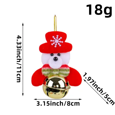 Cartoon Christmas Old Man Doll Holding Bells Tree Pendant