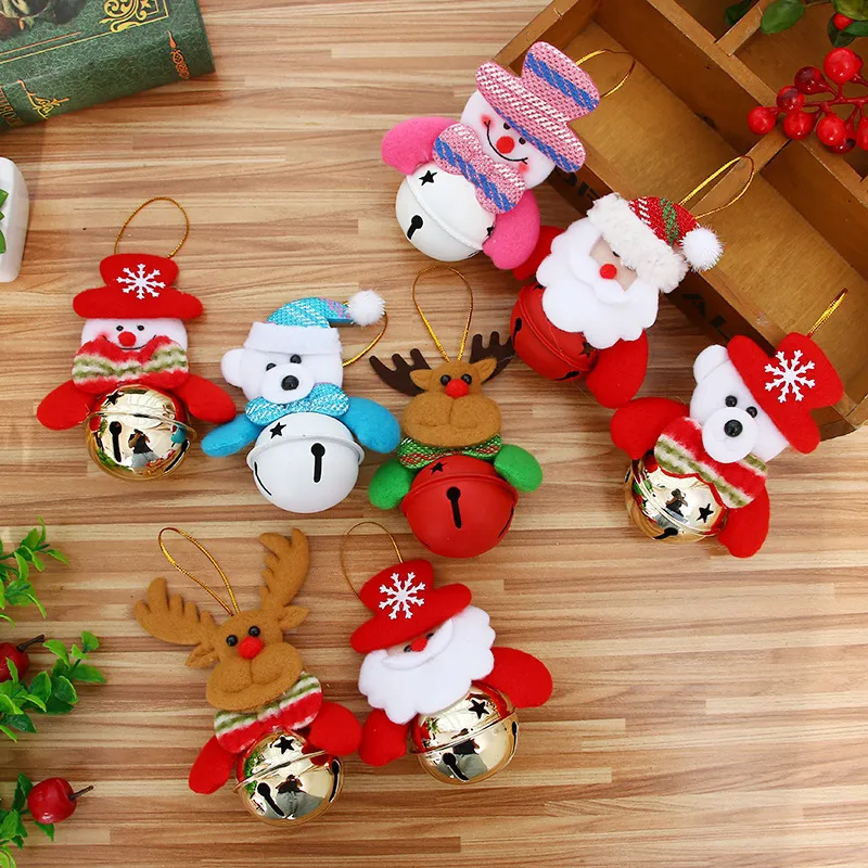 Cartoon Christmas Old Man Doll Holding Bells Tree Pendant