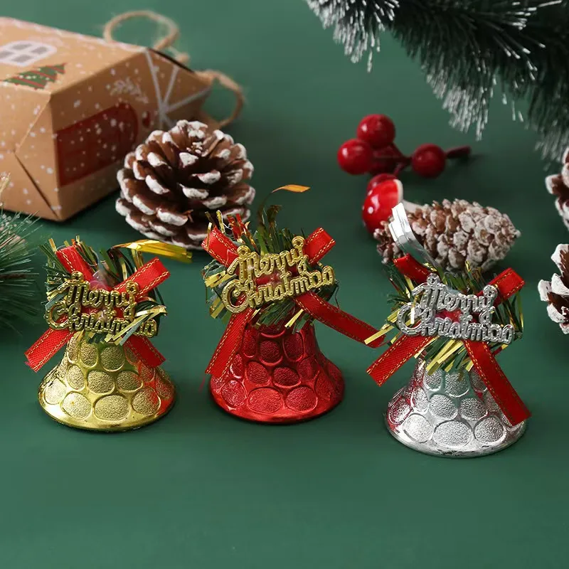 Fashion Christmas Bowknot Small Bell Pendant Christmas Tree Ornaments 4pcs-Pack