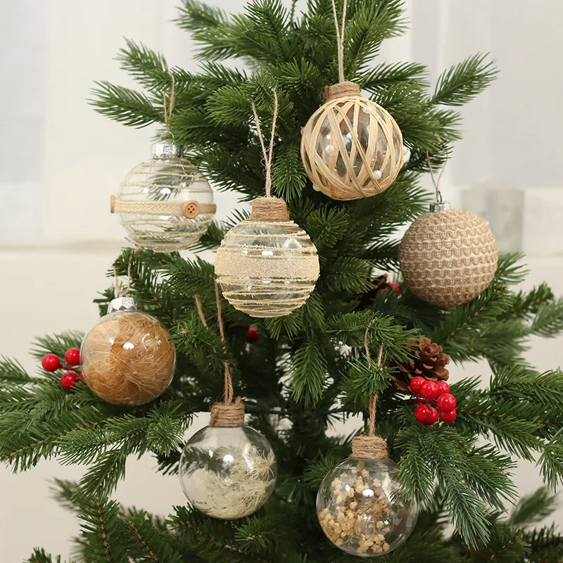 Fashion Christmas Transparent Pet Twine Ball Decorations 6pcs Set