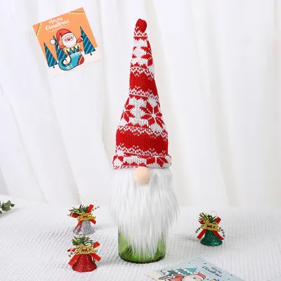 Fashion Creative Christmas Knitted Hat Wine Bottle Holiday Decorations
