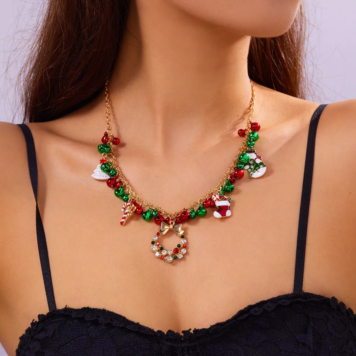 Women Fashion Christmas Element Cartoon Character Necklace