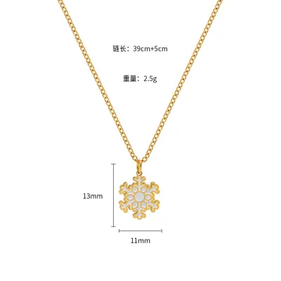 Women Fashion Cartoon Christmas Oil Drip Elk Snowman Bell Stainless Steel O-Chain Necklace