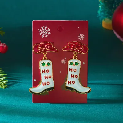Women Fashion Cute Cartoon Christmas Rhinestone Earrings Fresh Sweet