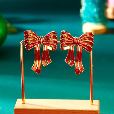 Women Fashion Cute Cartoon Christmas Rhinestone Earrings Fresh Sweet