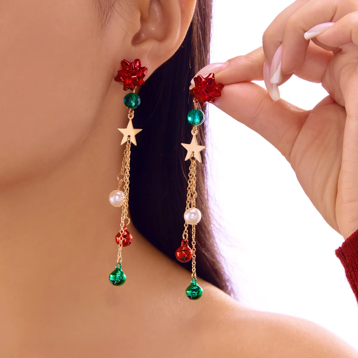 Women Fashion Cute Cartoon Christmas Rhinestone Earrings Fresh Sweet