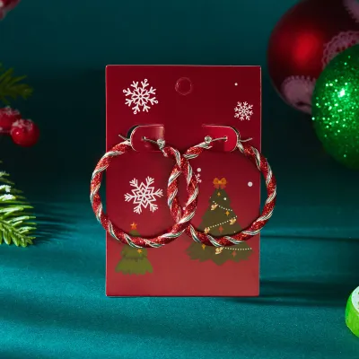 Women Fashion Christmas Color Distorted Sweet Cool Earrings