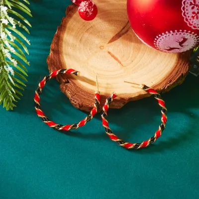 Women Fashion Christmas Color Distorted Sweet Cool Earrings
