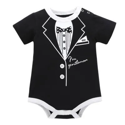 Kids Baby Boys Cute Printed Short-Sleeve Cotton Rompers