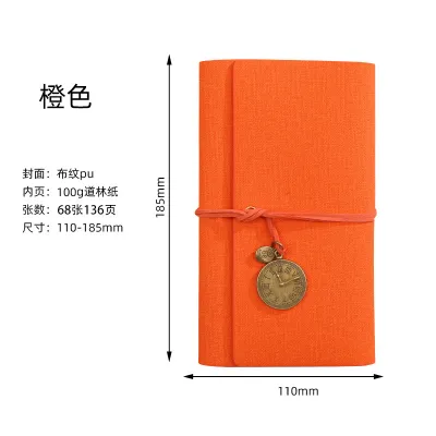Creative Retro A6 Loose-Leaf Strap Notebook Cotton PU Cover