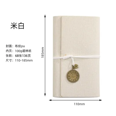 Creative Retro A6 Loose-Leaf Strap Notebook Cotton PU Cover