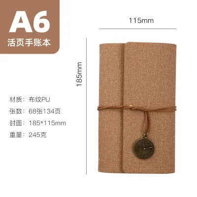 Creative Retro A6 Loose-Leaf Strap Notebook Cotton PU Cover